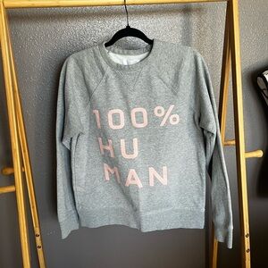 Everlane Gray Crewneck Sweatshirt with Pink '100% HUMAN' Graphic